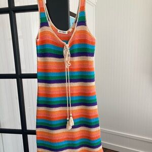 Rainbow Crochet dress Roller Rabbit xs maxi